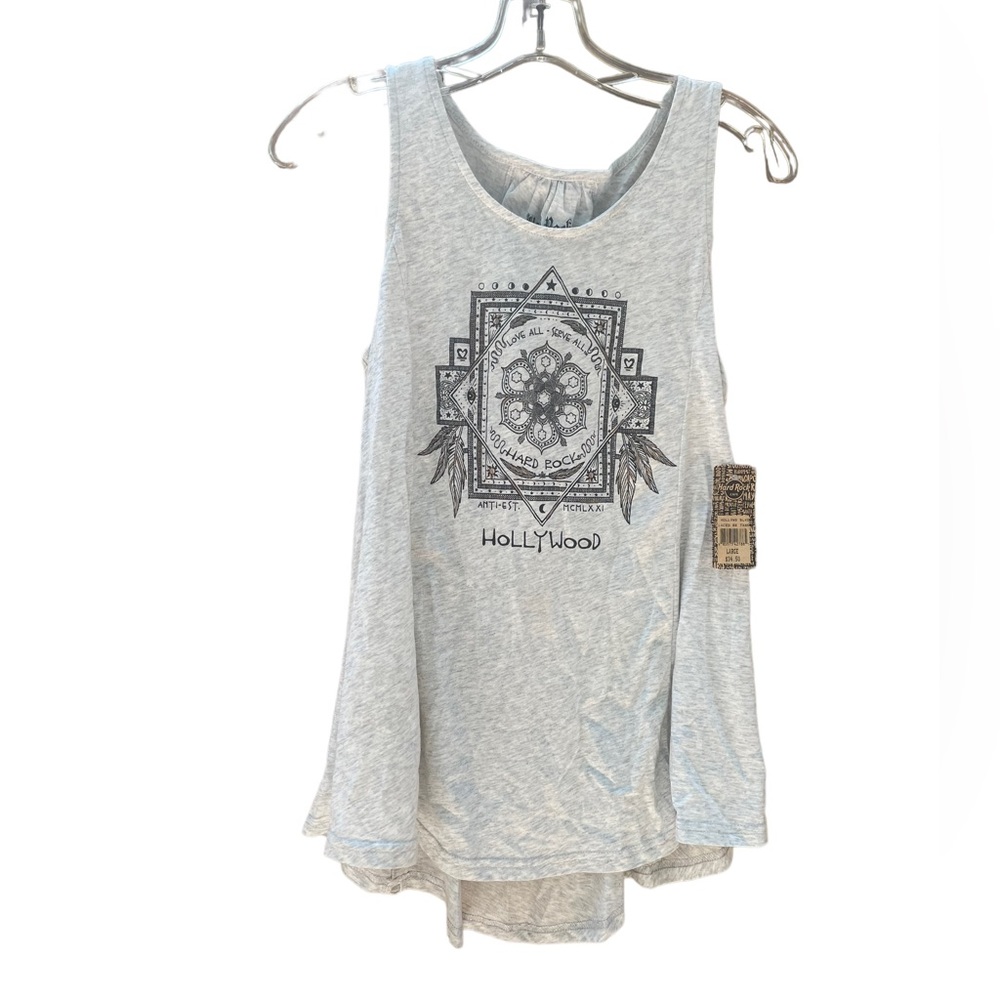 Hard Rock Couture Gray Laced Back Tank Top Black Graphics Size Large - Picture 4 of 10